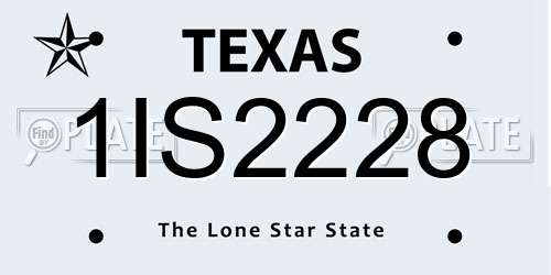 1IS2228 Texas License Plate