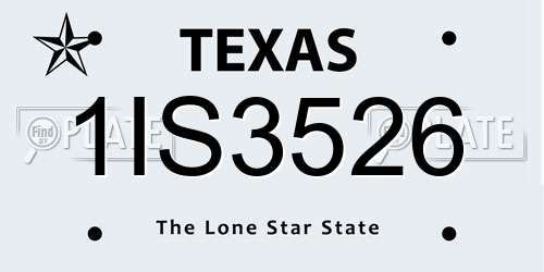 1IS3526 Texas License Plate