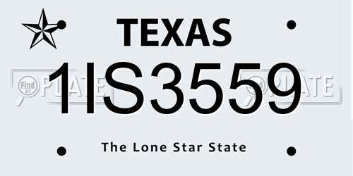 1IS3559 Texas License Plate