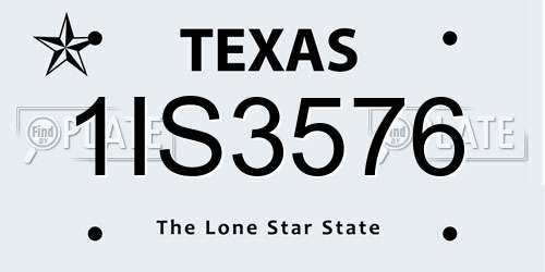 1IS3576 Texas License Plate