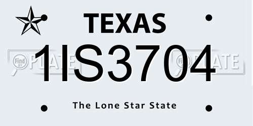 1IS3704 Texas License Plate