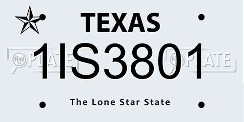 1IS3801 Texas License Plate