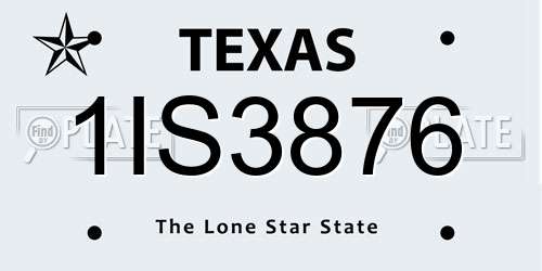 1IS3876 Texas License Plate