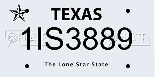 1IS3889 Texas License Plate