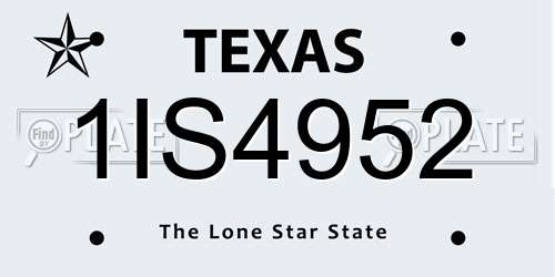 1IS4952 Texas License Plate