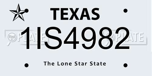 1IS4982 Texas License Plate