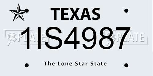 1IS4987 Texas License Plate