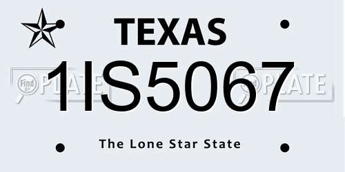 1IS5067 Texas License Plate