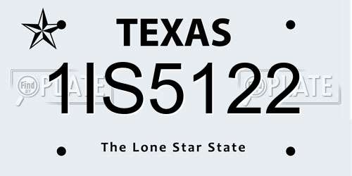 1IS5122 Texas License Plate