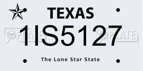 1IS5127 Texas License Plate