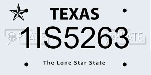 1IS5263 Texas License Plate