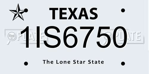 1IS6750 Texas License Plate
