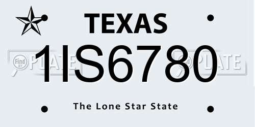 1IS6780 Texas License Plate