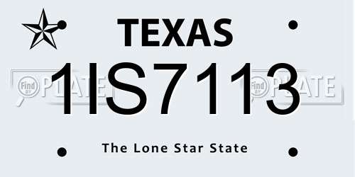 1IS7113 Texas License Plate