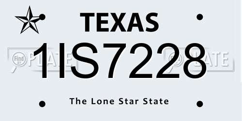 1IS7228 Texas License Plate