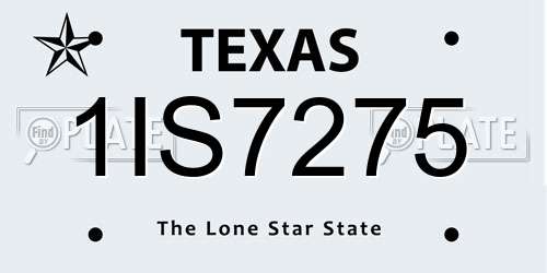 1IS7275 Texas License Plate