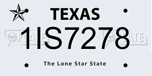 1IS7278 Texas License Plate