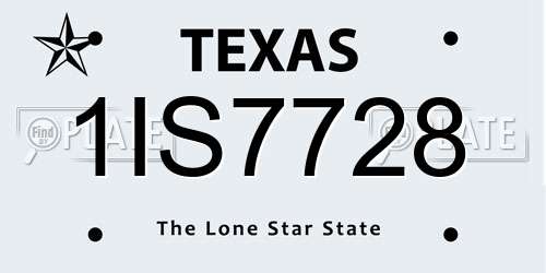 1IS7728 Texas License Plate