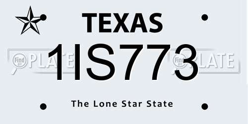 1IS773 Texas License Plate
