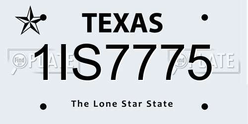 1IS7775 Texas License Plate