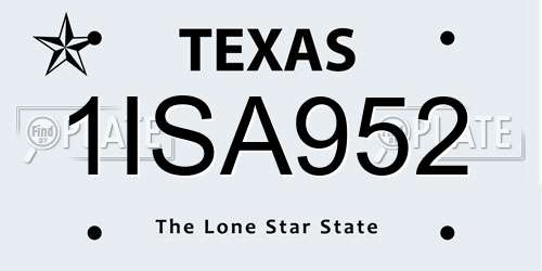 1ISA952 Texas License Plate