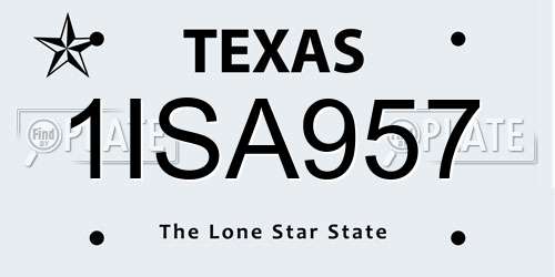 1ISA957 Texas License Plate