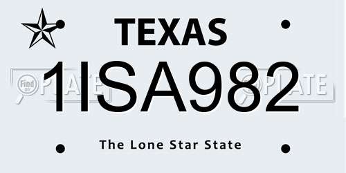 1ISA982 Texas License Plate