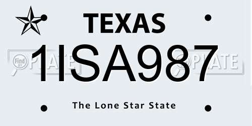 1ISA987 Texas License Plate