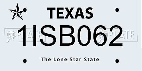 1ISB062 Texas License Plate