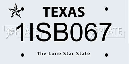 1ISB067 Texas License Plate