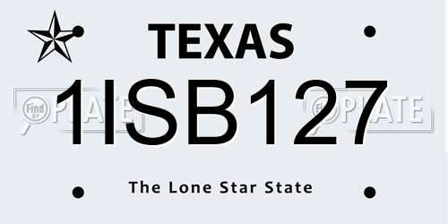 1ISB127 Texas License Plate