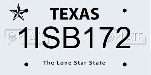 1ISB172 Texas License Plate