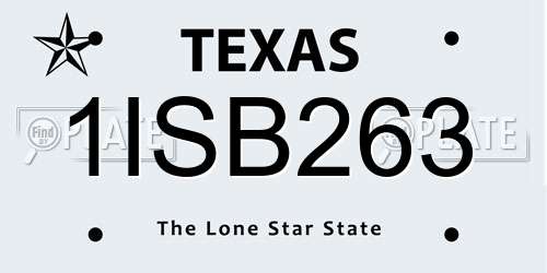 1ISB263 Texas License Plate