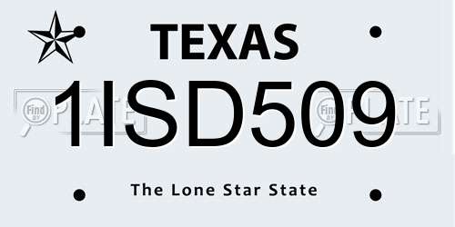 1ISD509 Texas License Plate
