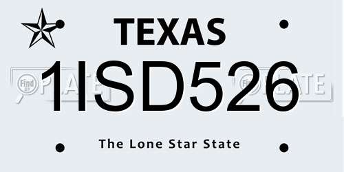 1ISD526 Texas License Plate