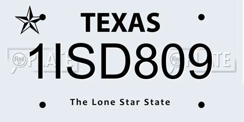 1ISD809 Texas License Plate
