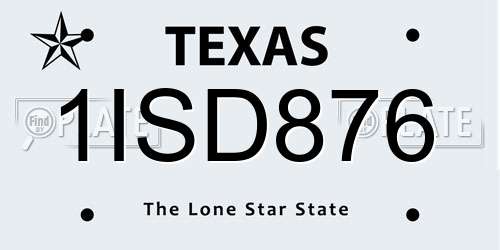 1ISD876 Texas License Plate
