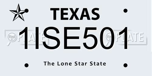 1ISE501 Texas License Plate