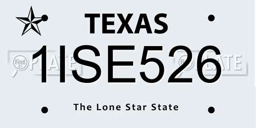 1ISE526 Texas License Plate