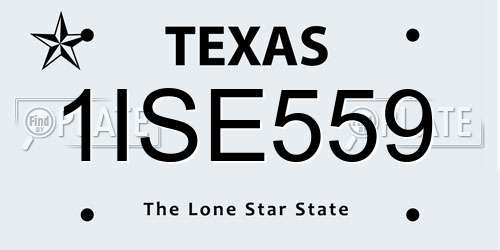 1ISE559 Texas License Plate