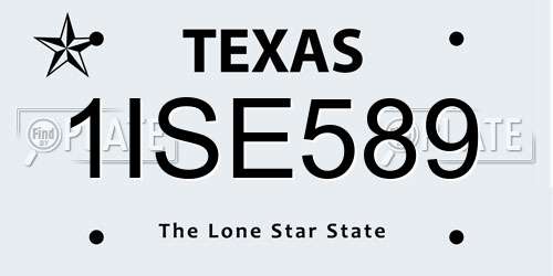 1ISE589 Texas License Plate