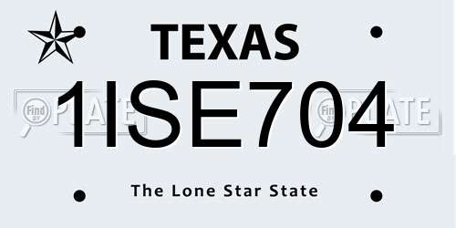 1ISE704 Texas License Plate
