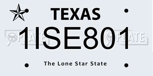 1ISE801 Texas License Plate