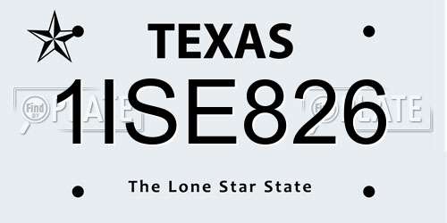 1ISE826 Texas License Plate