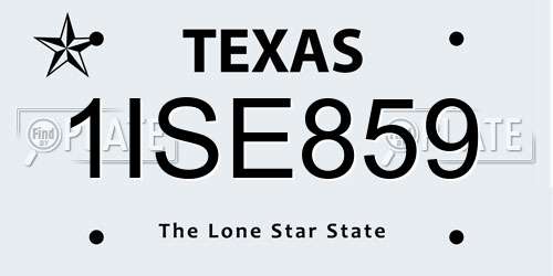 1ISE859 Texas License Plate