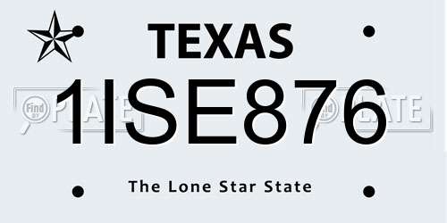 1ISE876 Texas License Plate