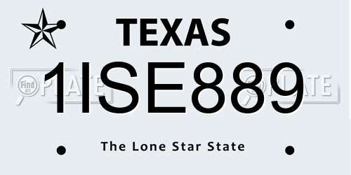 1ISE889 Texas License Plate