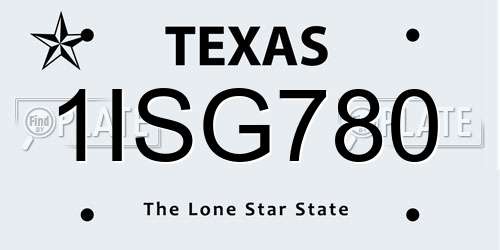 1ISG780 Texas License Plate