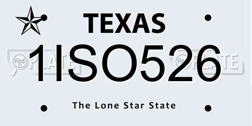 1ISO526 Texas License Plate