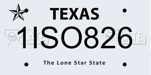 1ISO826 Texas License Plate